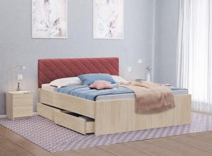 Кровать Дрим-софт 1600 (Velutto 08 (термостежка)) с каркасом кроватей на 1600 (белый) +ламели на 160