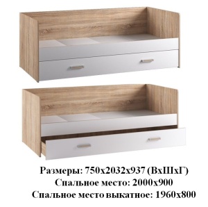 Спальня Бланка Кровать универсальная дуб сонома/белый